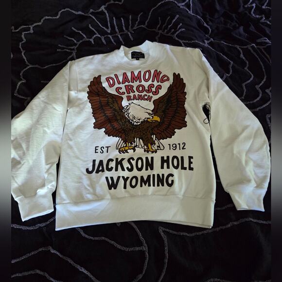 Diamond Cross Ranch Crew Sweatshirt Unisex Jackson Hole Cowboy Eagle Size S - Picture 1 of 6
